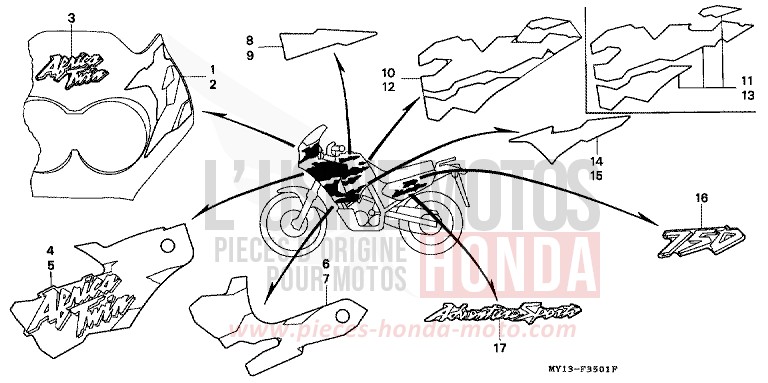 STRIPE/MARK (2) for Africa Twin 750 ROSS WHITE (NH196) from 1999